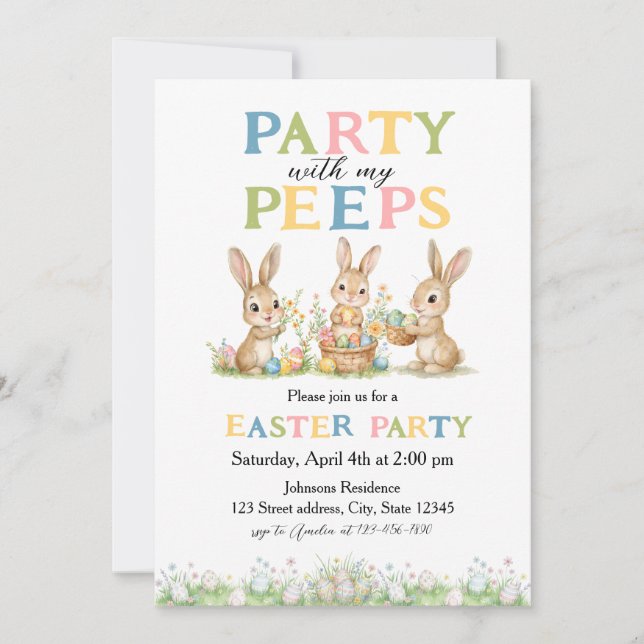 Peeps Easter Invitation Custom Kids Easter Party (Front)