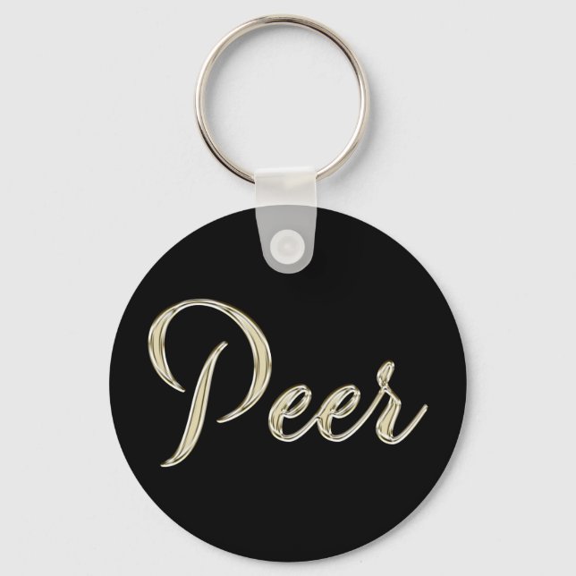 Peer Name whitegold Button Schlüsselanhänger Key Ring (Front)