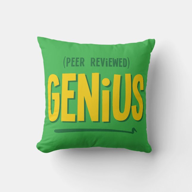 Peer Reviewed Genius Throw Pillow (Front)