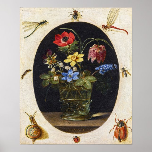 Peeters - Flowers In A Glass Vase, Insects etc Poster (Front)