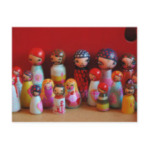 Peg doll family Postcard