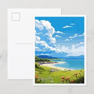 Pegasus Bay New Zealand Travel illustration Postcard