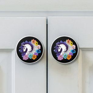 Pegasus Black Floral Ceramic Knob