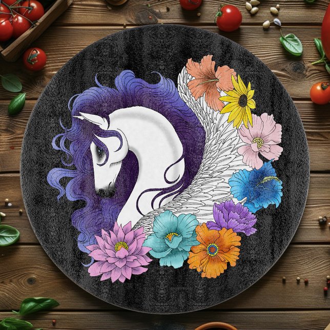 Pegasus Black Floral Cutting Board (Creator Uploaded)