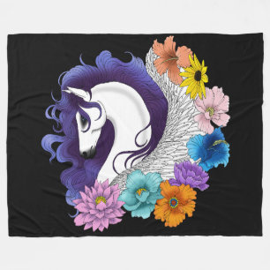 Pegasus Black Floral Fleece Blanket