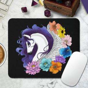 Pegasus Black Floral Mouse Mat