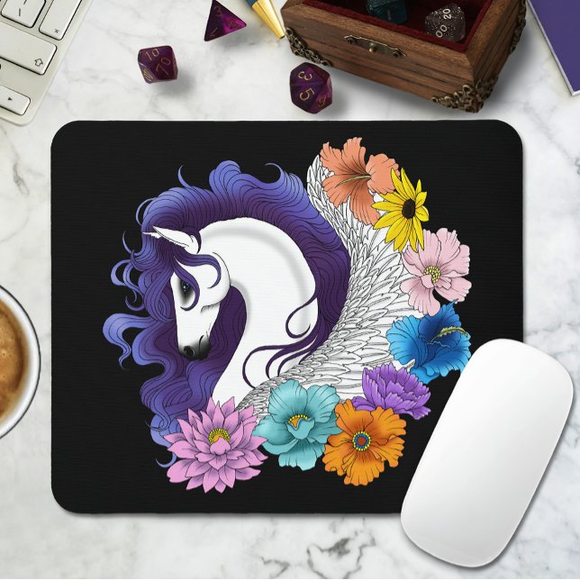 Pegasus Black Floral Mouse Mat (Creator Uploaded)