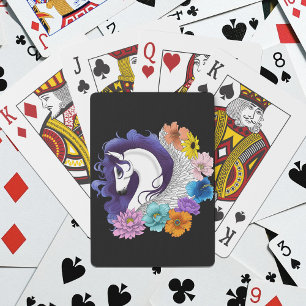 Pegasus Black Floral Playing Cards