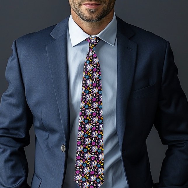 Pegasus Black Floral Tie (Creator Uploaded)