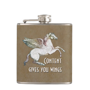 Pegasus / Content gives you Wings Hip Flask