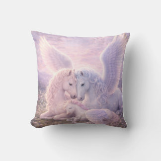Pegasus Family – Soft Pastel Fantasy Canvas Art Cushion