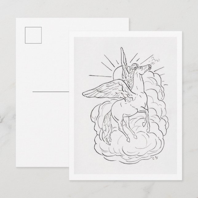 Pegasus flies in front of a cloud  postcard (Front/Back)