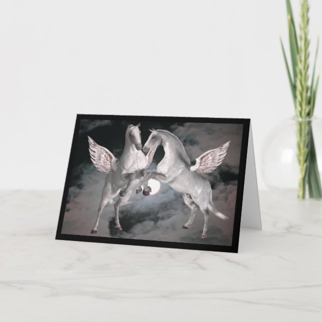 Pegasus Full Moom Fantasy Horses Photo Card (Front)