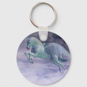 Pegasus Galloping through Storm Clouds Key Ring