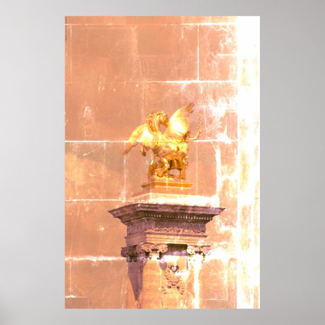 Pegasus Gilded bronze statue sculpture Paris Pont Poster (Front)