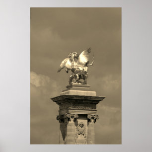 Pegasus Gilded bronze statue sculpture Paris Pont Poster