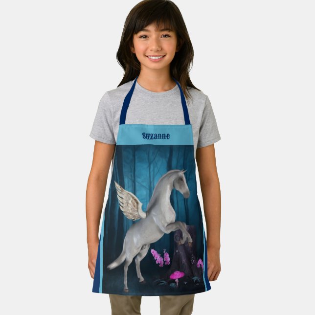 Pegasus Horse In Fantasy Forest Personalised Apron (Insitu)