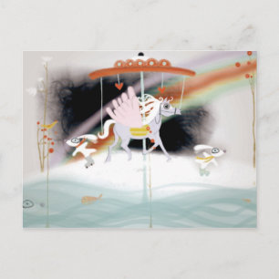 Pegasus horse merry go round nursery Postcard
