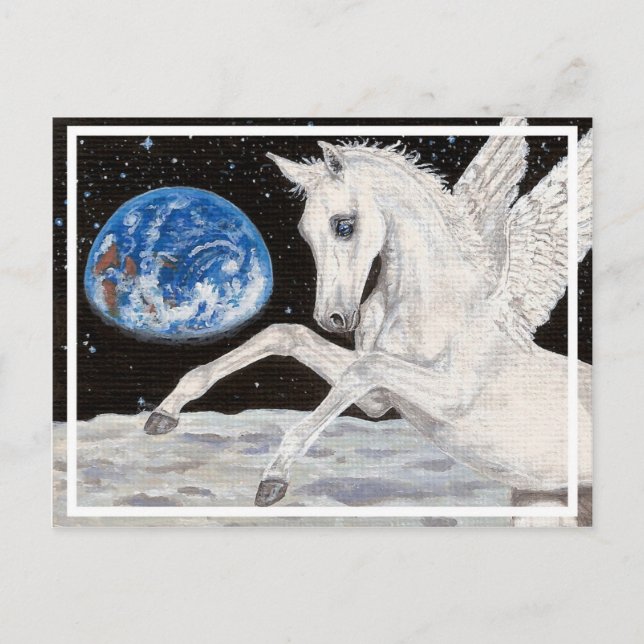 Pegasus horse Moon & Earth Fantasy postcard (Front)