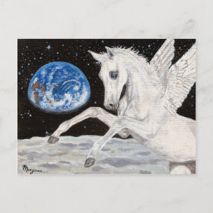Pegasus horse Moon & Earth Fantasy postcard