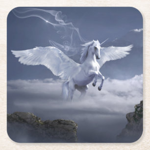 Pegasus in Flight Square Paper Coaster