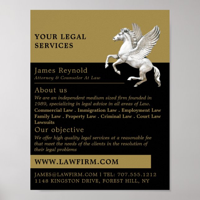 Pegasus, Legal Services Advertising Poster (Front)