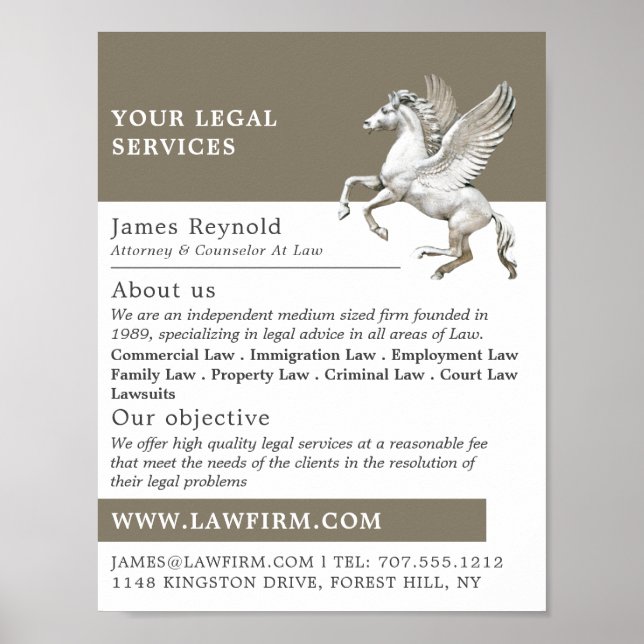 Pegasus, Legal Services Advertising Poster (Front)