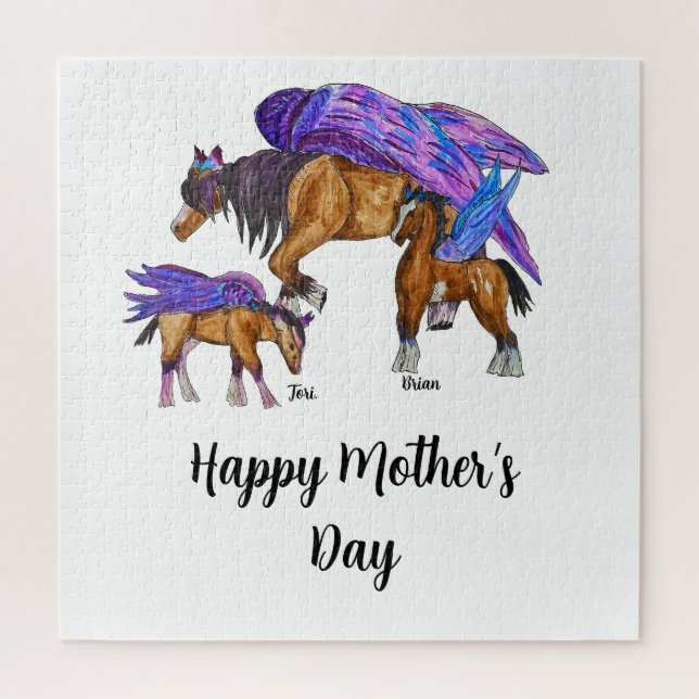 Pegasus mum with two babies for Mother’s Day Jigsaw Puzzle (Vertical)