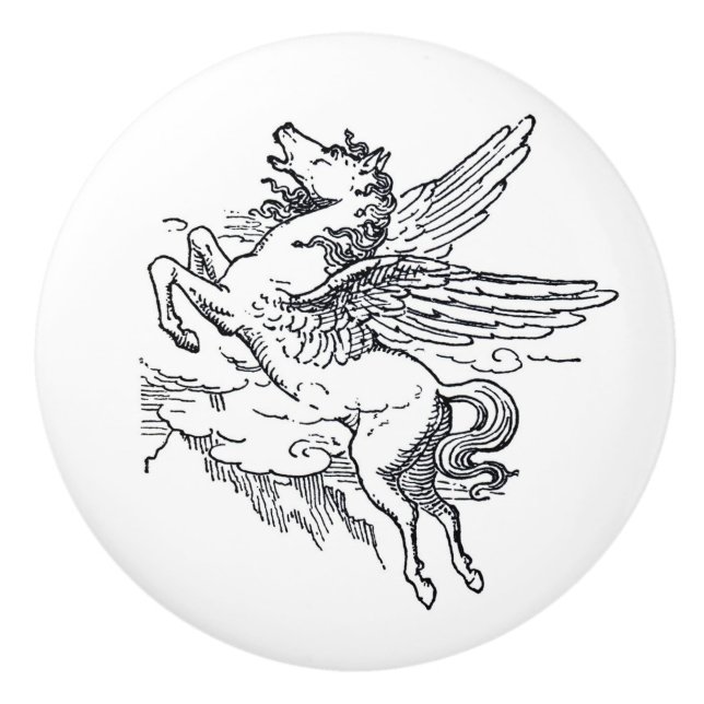 Pegasus mythical creature ceramic knob (Front)