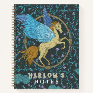 Pegasus Mythical Creature Navy Blue Notebook