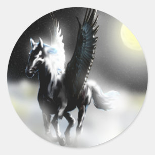Pegasus of the Moon Classic Round Sticker