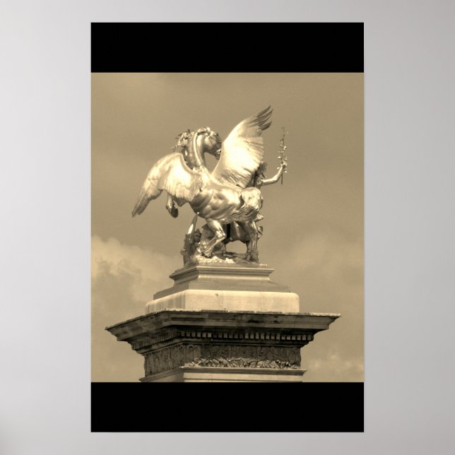 Pegasus Pont Alexandre statue sculpture Paris Pont Poster (Front)