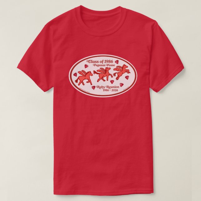 Pegasus Posse Ruby Reunion t-shirt (Cardinal Red) (Design Front)