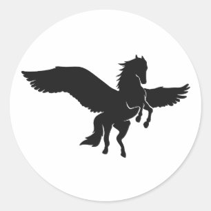 Pegasus silhouette - Choose background color Classic Round Sticker