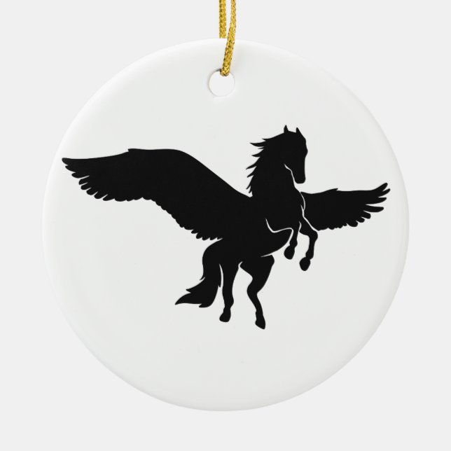 Pegasus silhouette - Choose background colour Ceramic Tree Decoration (Front)