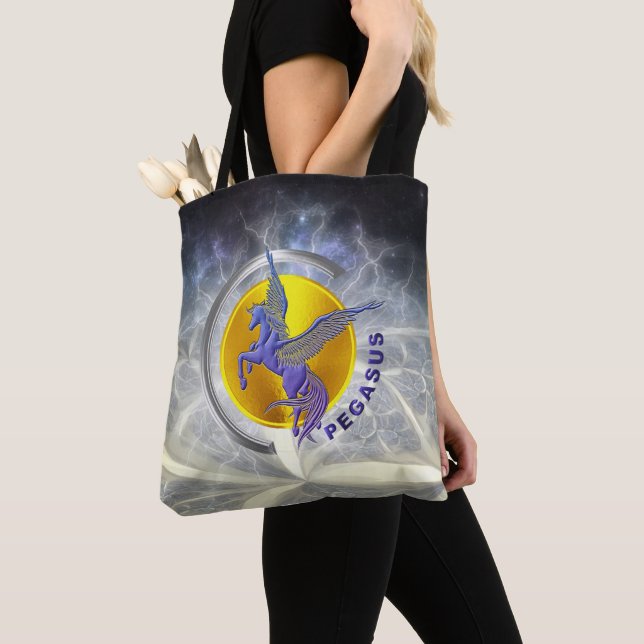 Pegasus Silver Arc with Golden Sun Tote Bag (Close Up)
