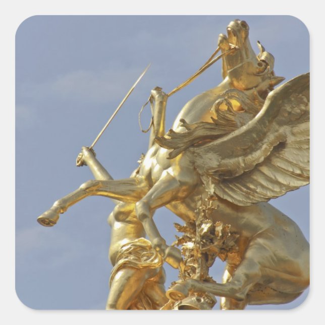 Pegasus statue at the Pont Alexander III bridge Square Sticker (Front)