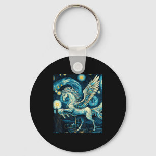 Pegasus Under Starry Night Sky Art Graphic Christm Key Ring