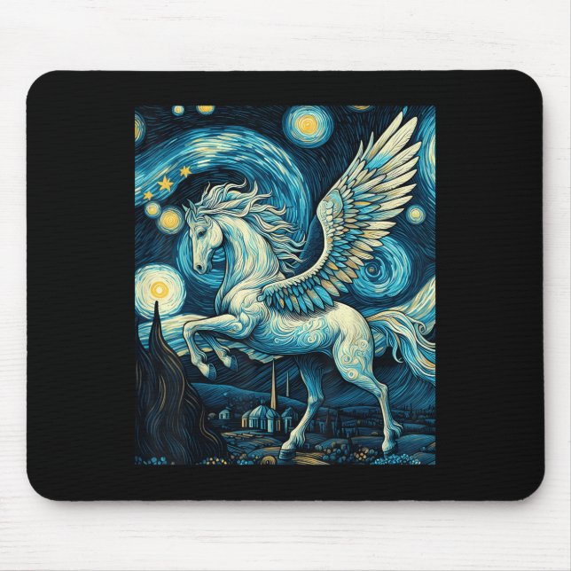 Pegasus Under Starry Night Sky Art Graphic Christm Mouse Mat (Front)