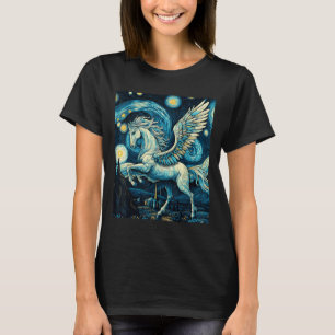 Pegasus Under Starry Night Sky Art Graphic Christm T-Shirt