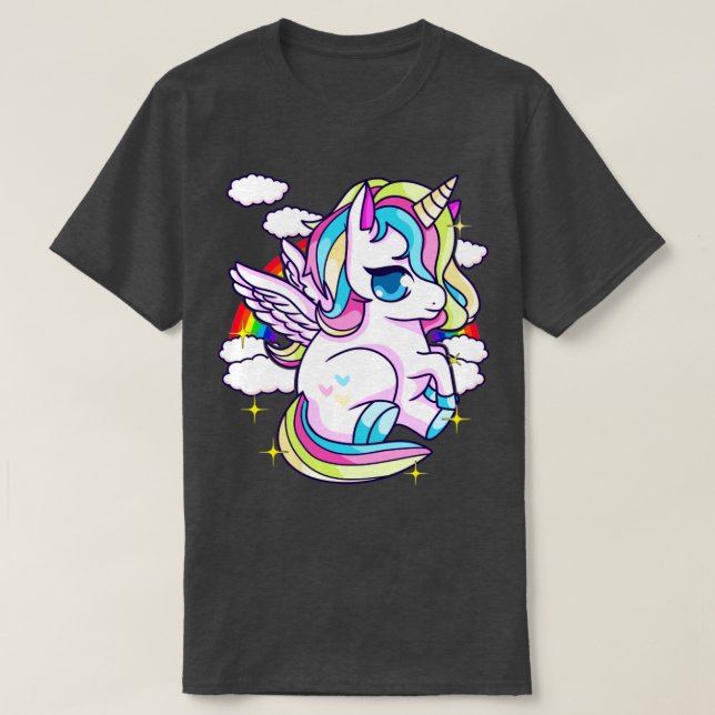 Pegasus Unicorn Cute T-Shirt (Design Front)