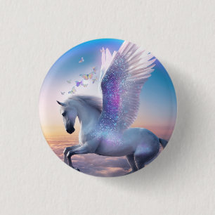 Pegasus with Rainbow 3 Cm Round Badge