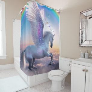 Pegasus with Rainbow Shower Curtain