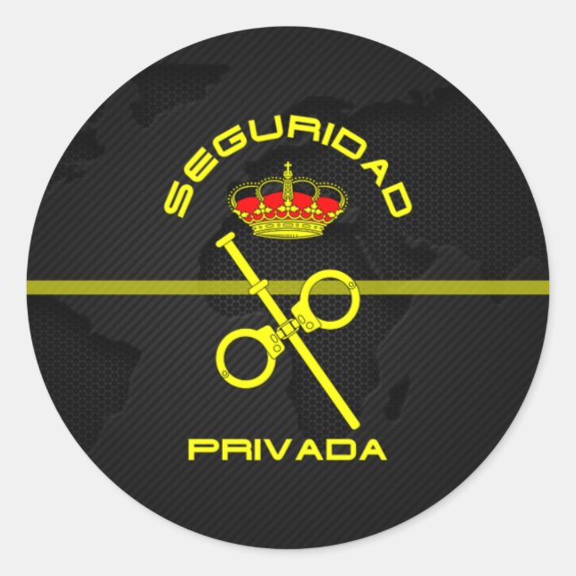 Pegatin Private Security Spain Color Classic Round Sticker (Front)