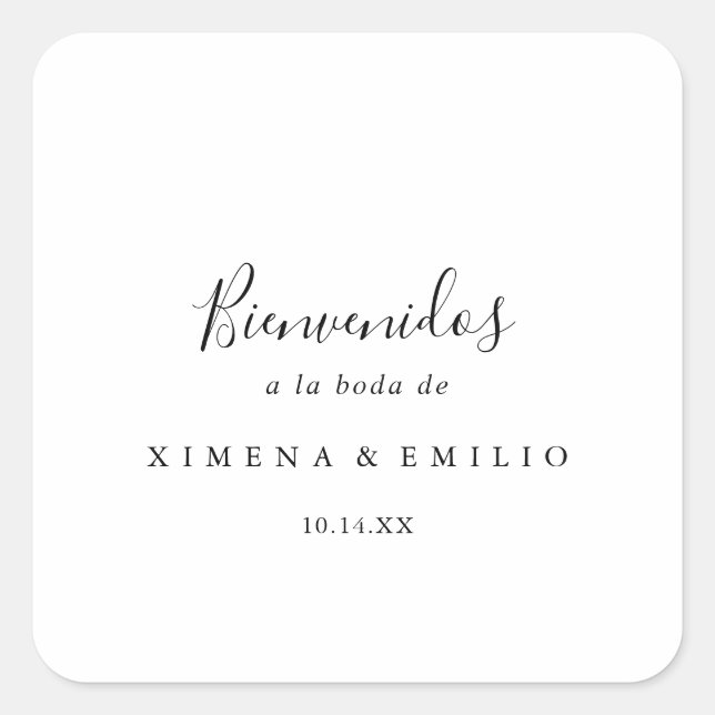 Pegatina Cuadrada Bienvenida de Boda Española  Square Sticker (Front)