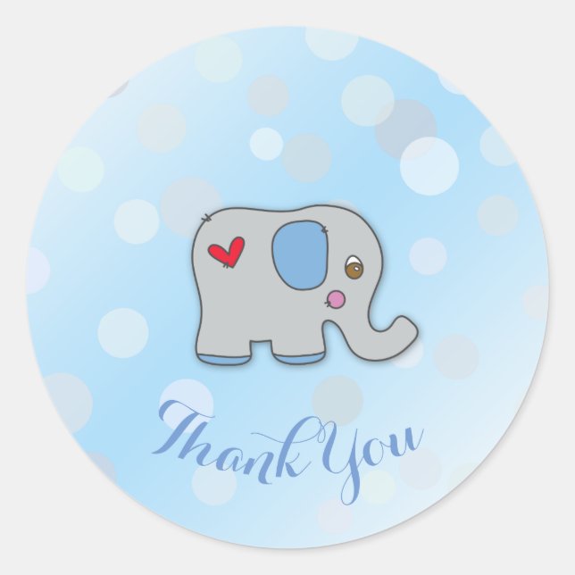 Pegatina - Gracias - Elefante Bebé Classic Round Sticker (Front)