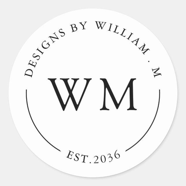 Pegatina Redonda Classic Monogram Serif Name Classic Round Sticker (Front)