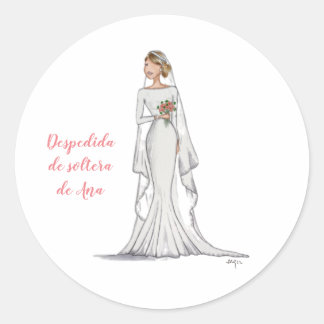 Pegatina Redonda Girl in Flower Bride Dress Classic Round Sticker