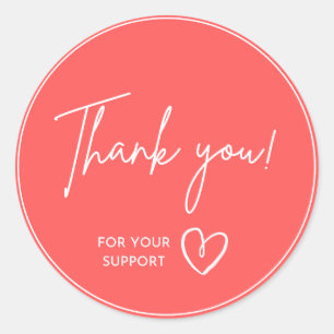 Pegatina thanks for her ideal support for business classic round sticker
