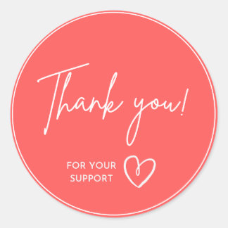 Pegatina thanks for her ideal support for business classic round sticker